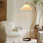 Comba Curved Wood Pleated Floor Lamp