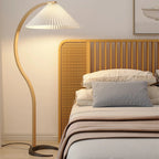 Comba Curved Wood Pleated Floor Lamp