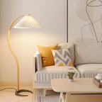 Comba Curved Wood Pleated Floor Lamp