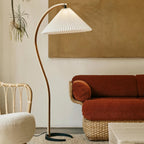 Comba Curved Wood Pleated Floor Lamp