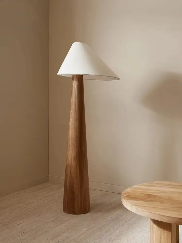 Peonza Solid Wood Cone Floor Lamp