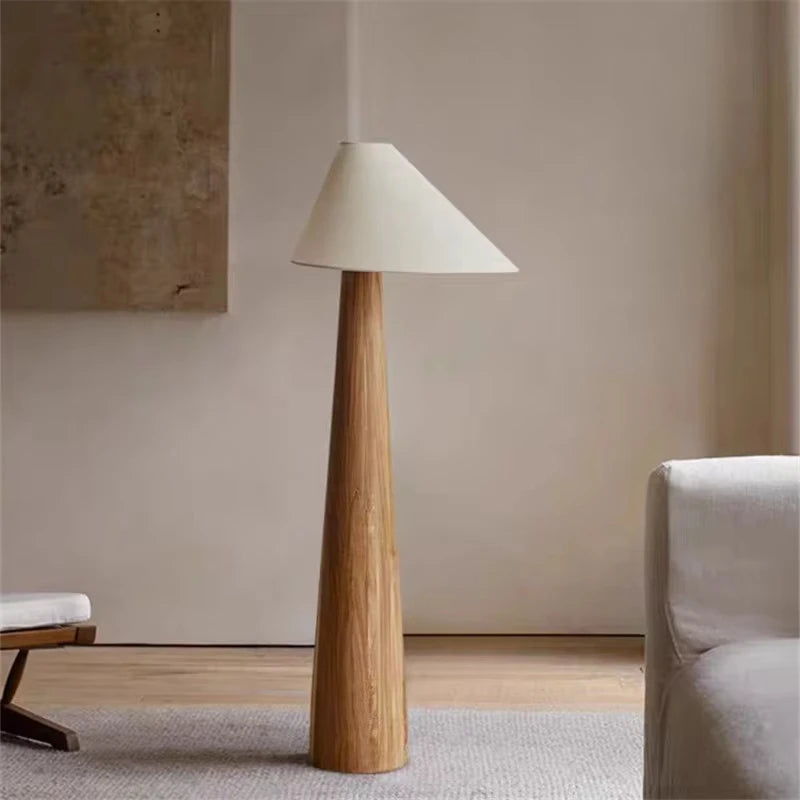 Peonza Solid Wood Cone Floor Lamp