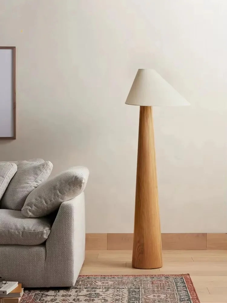 Peonza Solid Wood Cone Floor Lamp