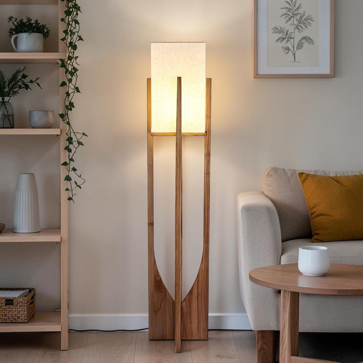 Aspa Wood Cross-Frame Floor Lamp