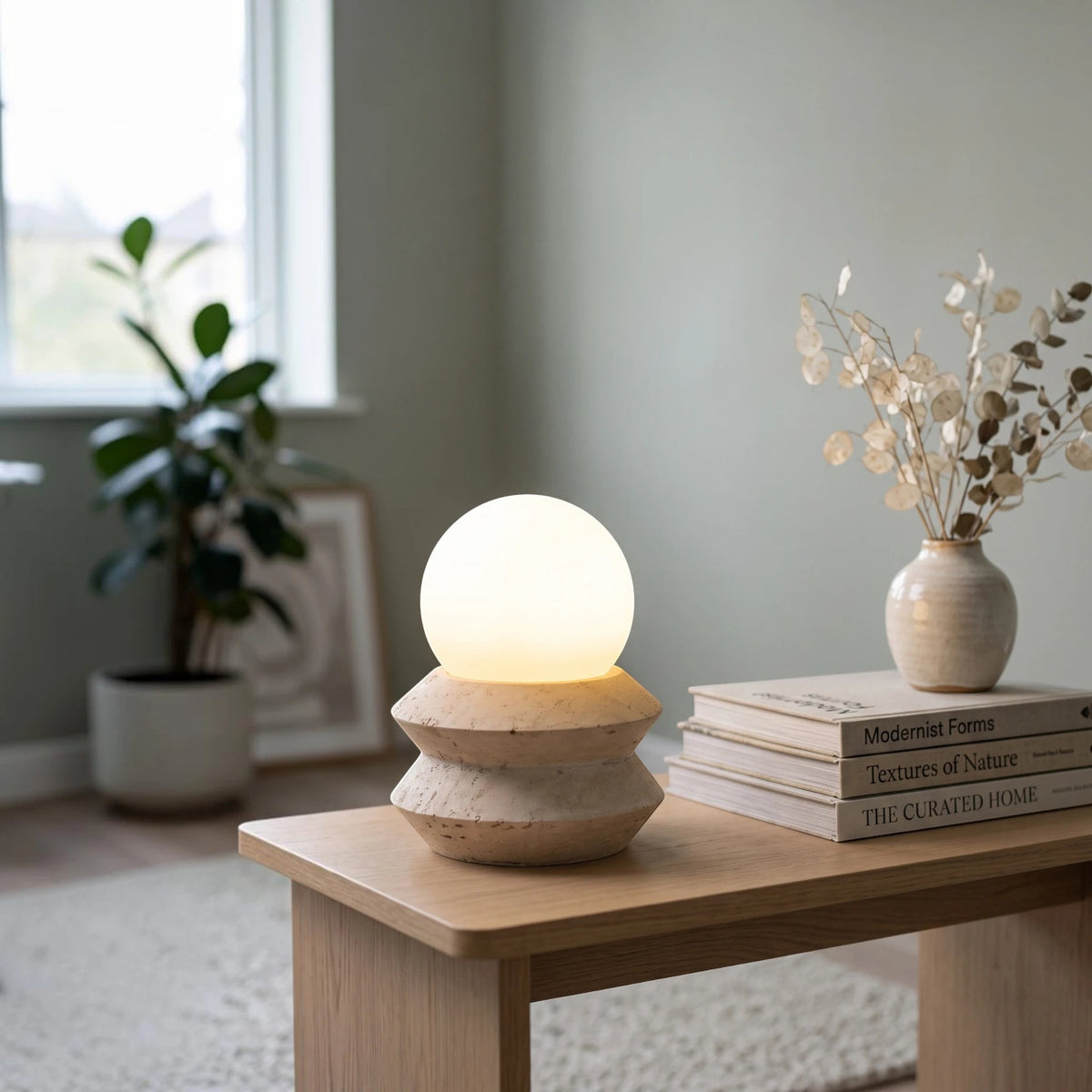 Onda Travertine Cordless Globe Lamp - photo 5