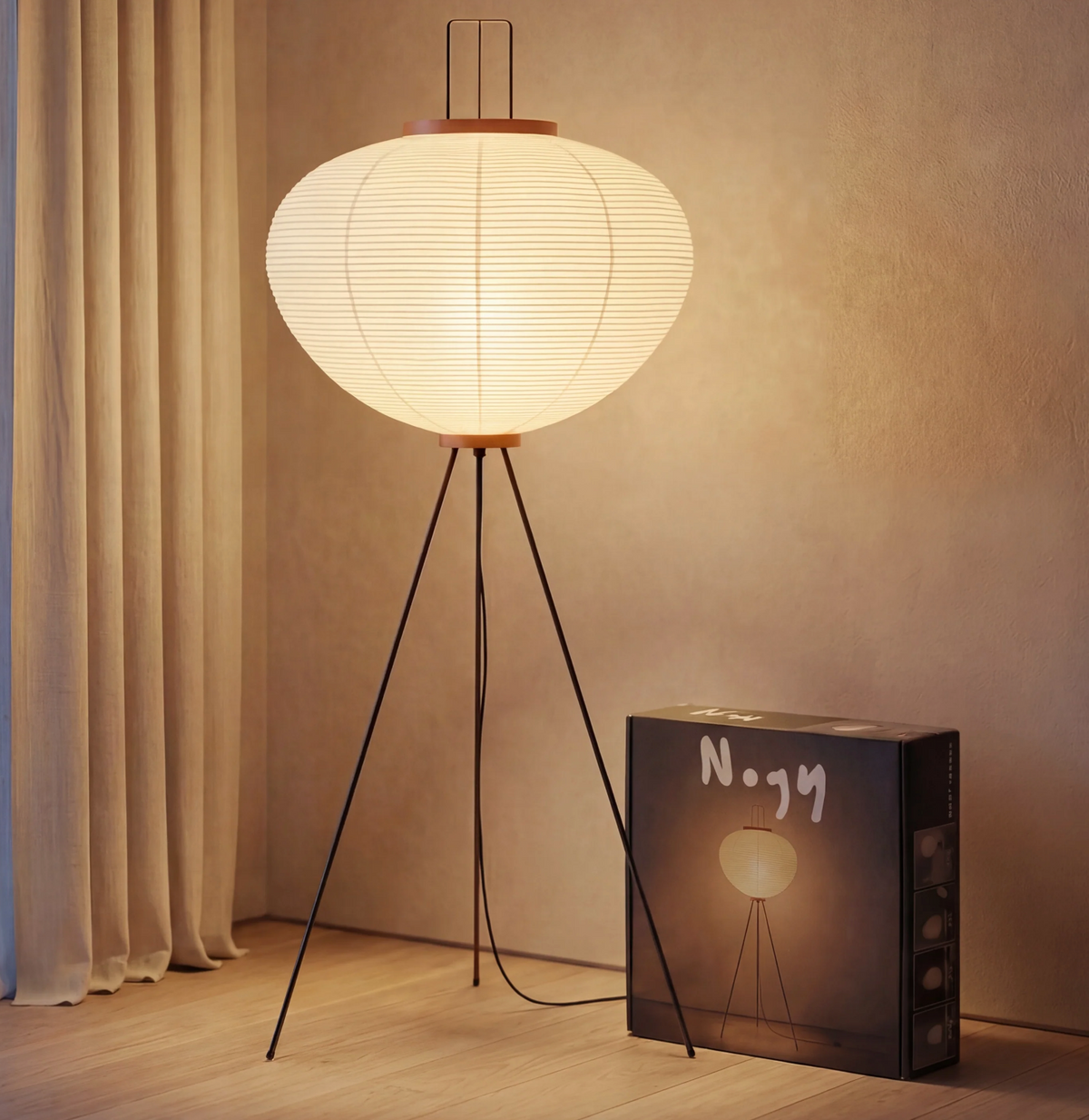 Farol Paper Lantern Tripod Floor Lamp