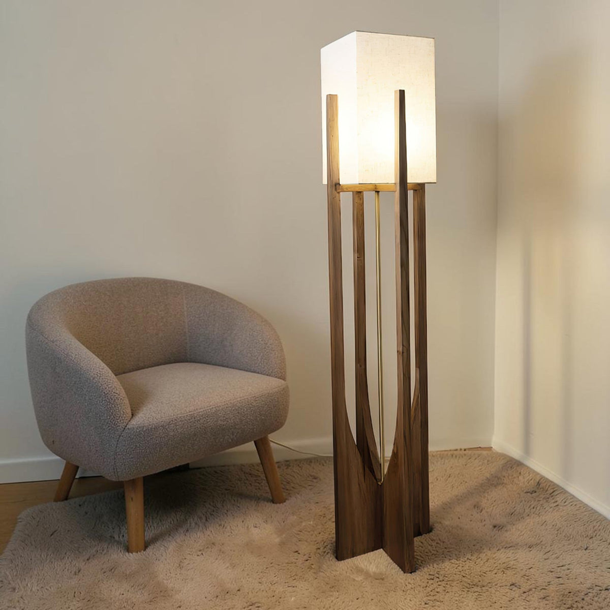 Aspa Wood Cross-Frame Floor Lamp