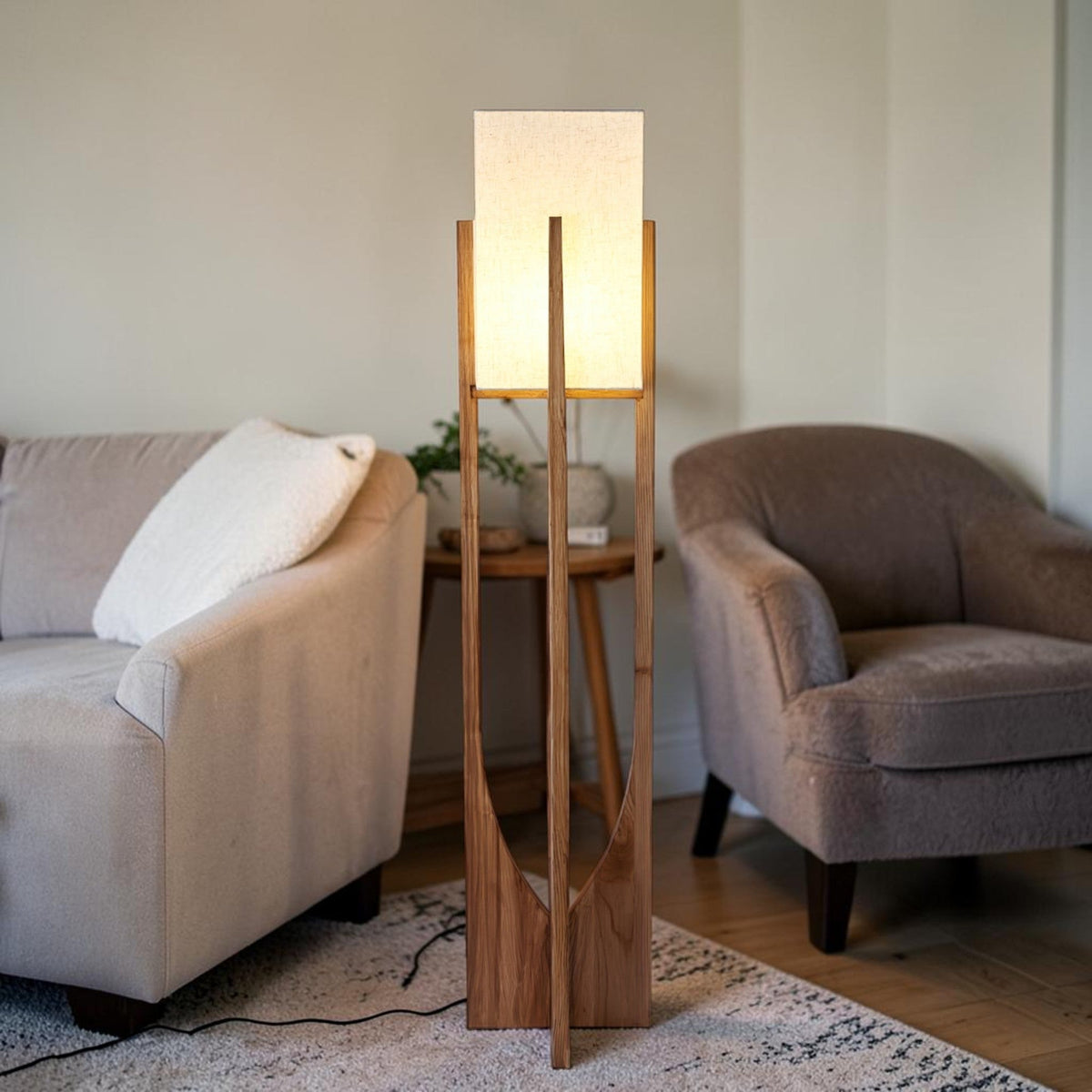 Aspa Wood Cross-Frame Floor Lamp